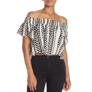 ELAN Smocked Off-the-Shoulder Crop Top